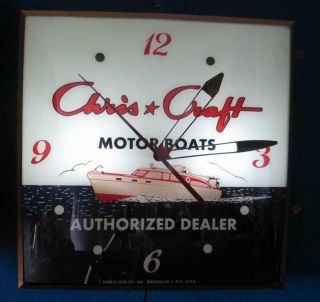 Vintage Pam Lighted Advertising CHRIS CRAFT MOTORBOATS AUTHORIZED DEALER Clock 2