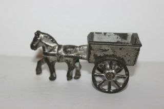 Vintage Toy Horse And Cart,  One Piece,  Metal,  4 Inches Long