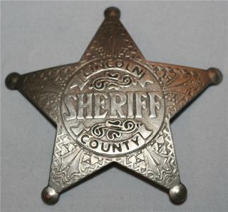 Sheriff Pat Garrett Five Point Star Old West Silver Badge Toy Prop Costume