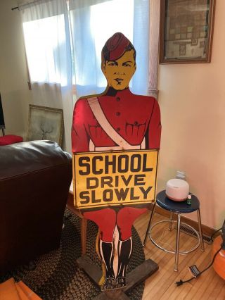 Vintage Double Sided Safety School Crossing Guard Sign