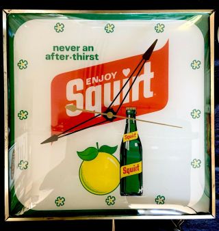 Stunning Squirt Soda Lighted Pam Clock Gas Oil Advertising Colors