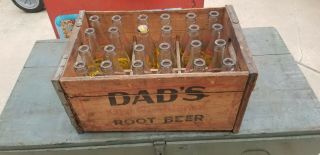 Vintage Dads Root Beer Wooden Case With 24 Bottles Wood Crate And Bottles