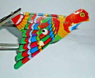 Vintage Tin Toy Wind Up Bird With Flapping Wings
