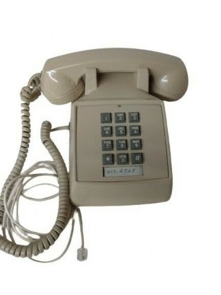 Vintage Itt Touch Tone Telephone Tan Beige Desk Top Push Button