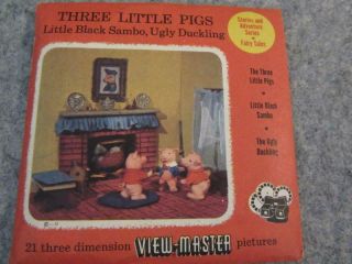 Vtg Viewmaster One Pk 3 Reels Three Little Pigs Little Black Sambo Ugly Duckling