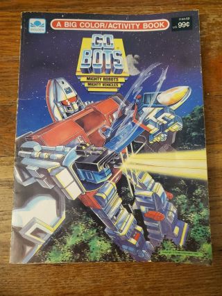 Vintage 1986 Go Bots Mighty Robots,  Mighty Vehicles,  Big Color/activity Book