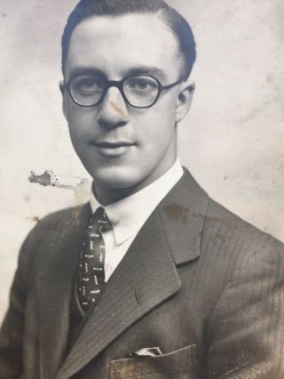 Vintage Portrait Photograph Man Wearing Glasses By T Taylor Of Burnley Fashion