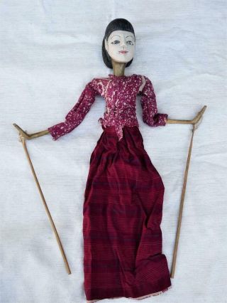 Vintage Wayang Golek 19 " Rod Puppet Hand Painted Wooden Indonesian Puppetry