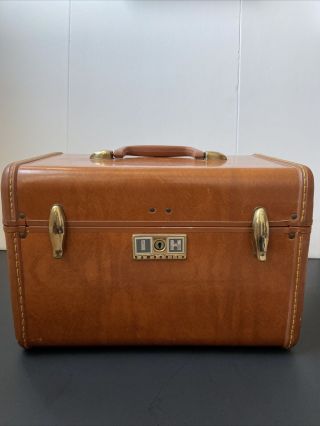 Vintage Samsonite Streamlite Brown Make Up Train Case Suitcase