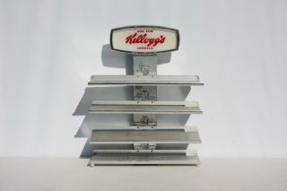 Vintage Aluminum Kellogg’s Cereal Box Advertising Display Shelf For Diner