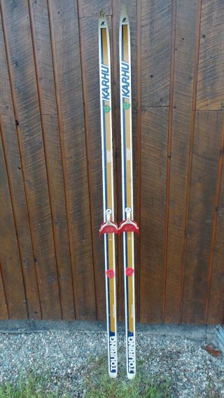Vintage Skis 76 " Long White Blue Beige Finish Karhu Great Decoration