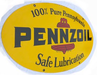 1971 Vintage Metal Pennzoil Sign 100 Pure Pennsylvania Safe Lubrication Am 1171