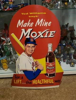 Vintage 1950s Ted Williams Moxie Cardboard Advertisement Boston Red Sox