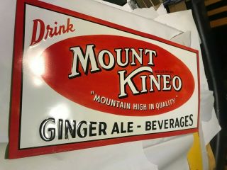 “rare” Drink Mount Kineo Beverages Ginger Ale Embossed Metal Sign 23.  5 " X11.  5 "