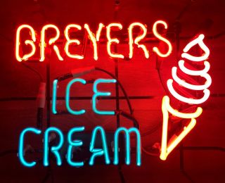 Vintage Breyers Ice Cream Neon Sign,  Wall Mount Or Window Mount