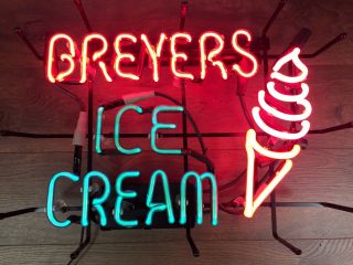 Vintage BREYERS ICE CREAM neon sign,  wall mount or window mount 2