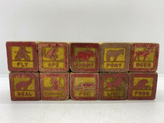 Vintage 1940’s 1950’s Children’s Wooden Toy Learning Blocks Animals And People