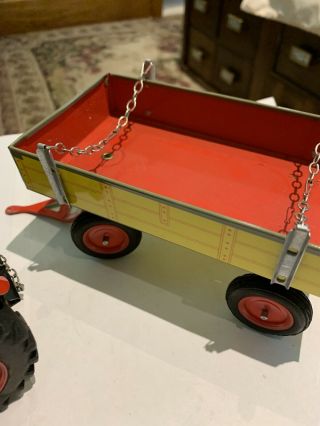 SCHYLLING TRACTOR AND TRAILER WIND - UP TIN TOY With KEY / W GEAR INSTRUCTIONS 3