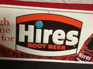 Rare.  Vintage Its High Time For Hires Root Beer Embossed Tin Sign With Bottle. 3