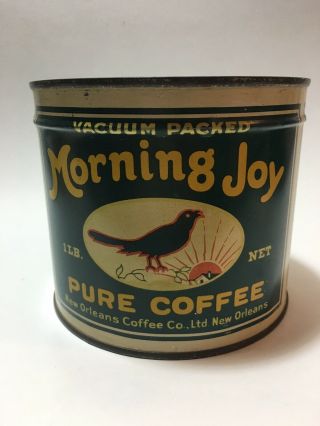 Rare Antique Morning Joy Coffee Tin Can American Coffee Co Orleans