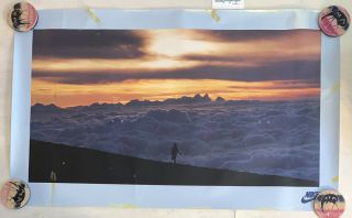 Vtg 80’s Nike Runner In The Clouds At Sunset Poster 22 " X 36 " / 1980s Display
