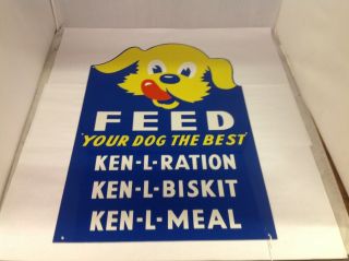 Vintage Ken - L Ration Dog Food Metal Advertising Sign.  518 - W