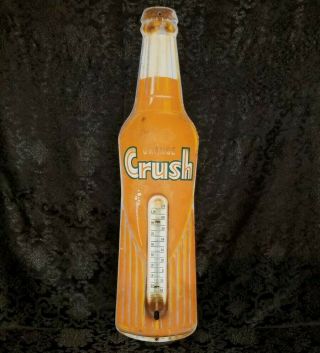 Vintage Orange Crush Bottle Thermometer Sign