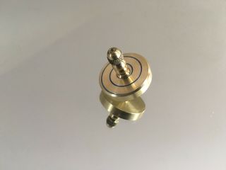 Brass Spinning Top With Ceramic Bearing And Blue Swirl Design (over 5 Min Spin)