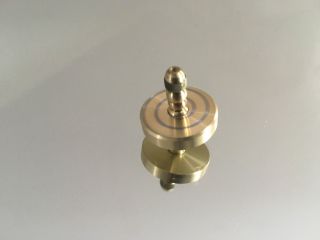 Brass spinning top with ceramic bearing and blue swirl design (over 5 min spin) 2