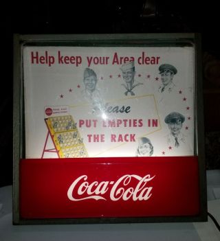 Rare Vintage 1950s Coca - Cola Light - Up Sign - " Please Put Empties In The Rack "