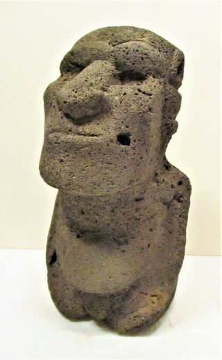 Carved Tuff Volcanic Stone Moai,  Traditional For Easter Island Figures,  8 " H
