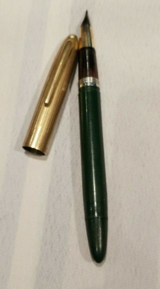 Vintage Sheaffer White Dot Green 14k Gold Nib Fountain Pen