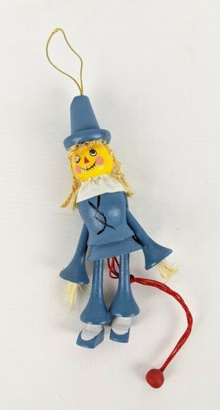 Kurt S.  Adler Wizard Of Oz Scarecrow Wooden Painted Pull String Ornament Doll 53
