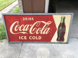 1950 Coca Cola Metal Sign Vintage Drink Coke 71 X 36 Inches