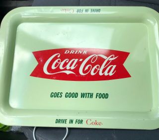 Rare Vintage 1950’s Coca Cola Drive In Metal Tray
