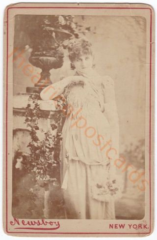 American Stage Actress Mary Anderson.  Newsboy Cabinet Card Photo