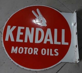 Porcelain Kendall Motor Oils Sign Size 24 " Round Double Sided Flange