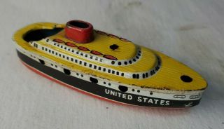 Vintage Japan Tin Litho " United States " Pop Pop Steam Powered 5 " Boat Toy