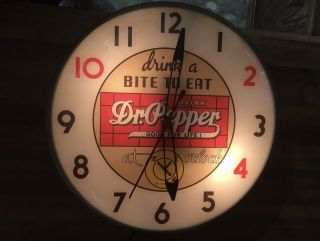 Vintage Dr.  Pepper Advertising Round Lighted Clock Swihart Products