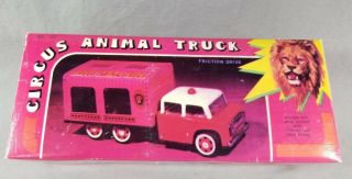 Vintage Tin Toy Friction Mf 782 Circus Animal Truck W/ Box 1970 Made In China
