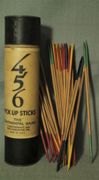 Vintage Old 456 Pick Up Sticks Wood The Continental Game O Schoenhut Tube