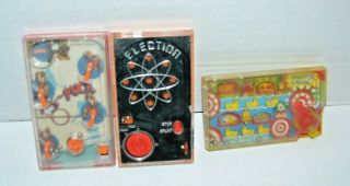 Tomy Pocket Handheld Games Pass The Puck,  Election,  Shootin 