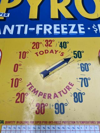 Vtg Pyro Antifreeze Thermometer Store Sign Anti - freeze No Boil Away Rare Gas Oil 3