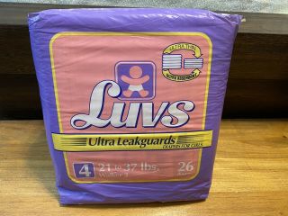 Vintage Luvs Diapers Girls Walker 2 Plastic Backed Pink Full Package Rare 90’s
