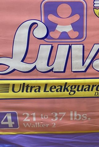 Vintage Luvs Diapers Girls Walker 2 Plastic Backed Pink Full Package Rare 90’s 2