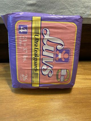 Vintage Luvs Diapers Girls Walker 2 Plastic Backed Pink Full Package Rare 90’s 3
