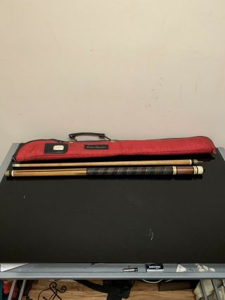 Vintage Poole Cue Stick 57 Inches 2 Piece Pre - Owned With Willie Moscone Red Case