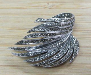 Vintage Sterling Silver Brooch / Pin With Marcasites 13.  7 Grams 7 - D3240