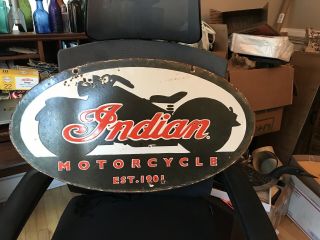 Old Indian Motorcycle Double Sided Porcelain Sign