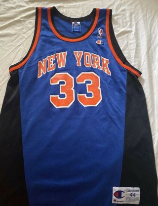 Vintage Rare Champion York Knicks Patrick Ewing Nba Basketball Jersey Sz 44